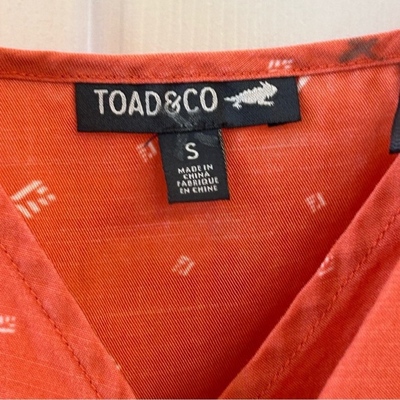Toad&Co Women's Orange Coral Hillrose Sleeveless Tencel Faux Wrap Dress Small - Picture 12 of 12
